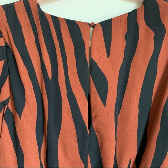 Peyton Jensen Tiger Striped Long Sleeve Fully Lined Mini Dress Small - Picture 10 of 13